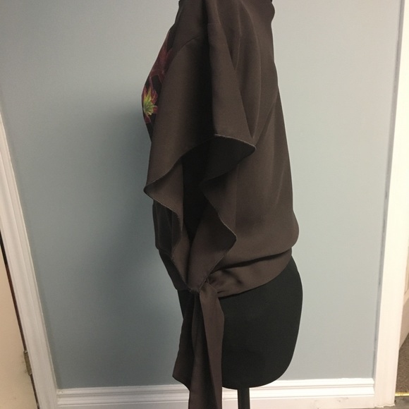 - Women’s Dynamite Sheer Black Brown Blouse - Picture 4 of 6